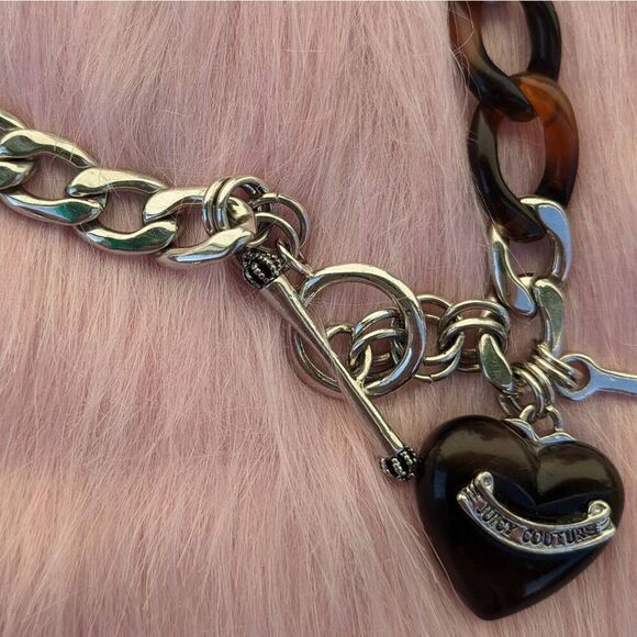 Juicy Couture Y2K Tortoiseshell & Silver-tone Puffy Heart Starter Vintage Charm - Picture 4 of 6